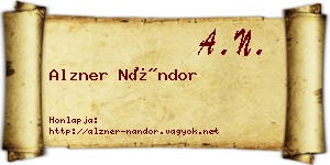 Alzner Nándor névjegykártya